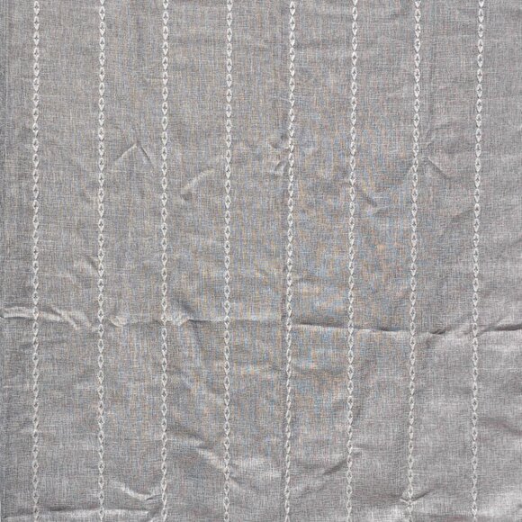 Boho Linen Shower Curtain Gray Extra Long Embroidered Tassels 73 x 96 Farmhouse - Picture 5 of 15